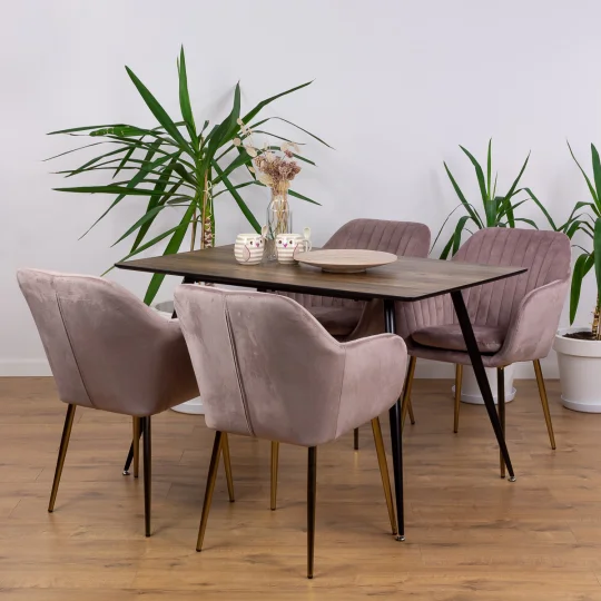 Stół HOBART 120x80 + 4 krzesła MUNO różowy - Zdjęcie 2