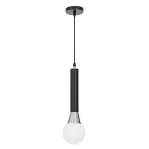 NOWOCZESNA LAMPA WISZĄCA CZARNO-CHROMOWANA FOLINO W1					