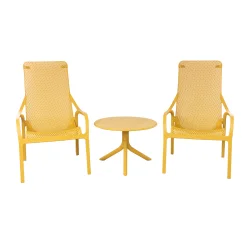 Stół SPRITZ senape/żółty + 2 fotele NET LOUNGE senape/żółty