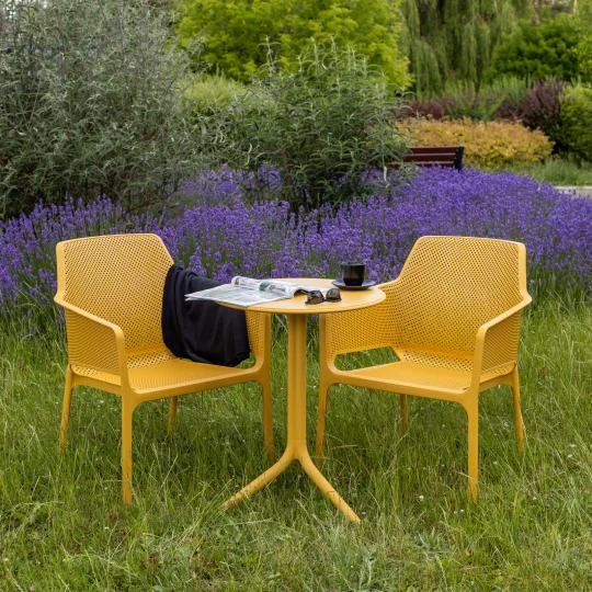 Stół SPRITZ senape/żółty + 2 krzesła NET RELAX senape/żółty - Zdjęcie 6