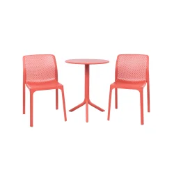 Stół SPRITZ corallo/czerwony + 2 krzesła BIT corallo/czerwony