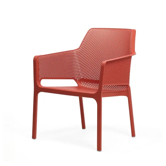 Stół SPRITZ corallo/czerwony + 2 krzesła NET RELAX corallo/czerwony - Zdjęcie 2