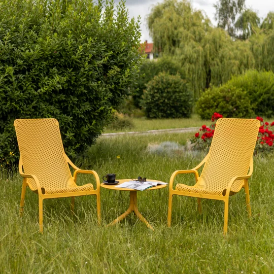 Stół SPRITZ senape/żółty + 2 fotele NET LOUNGE senape/żółty - Zdjęcie 7