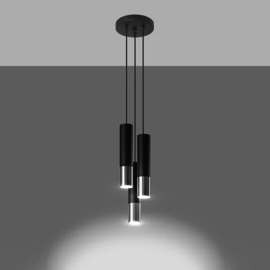 Lampa wisząca LOOPEZ 3P czarny/chrom - Zdjęcie 3