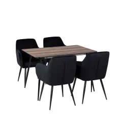 Stół MELTON 120/160 + 4 krzesła MUNIOS BIS czarny