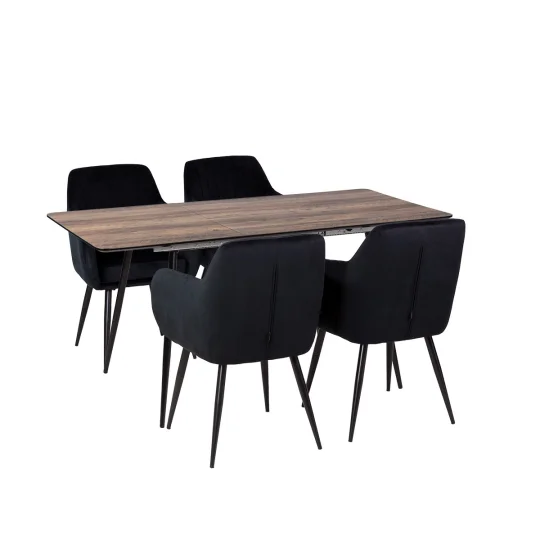 Stół MELTON 120/160 + 4 krzesła MUNIOS BIS czarny - Zdjęcie 2