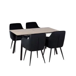 Stół NOWRA 140/180 + 4 krzesła MUNIOS BIS czarny