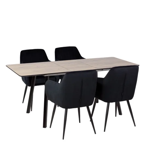 Stół NOWRA 140/180 + 4 krzesła MUNIOS BIS czarny - Zdjęcie 2