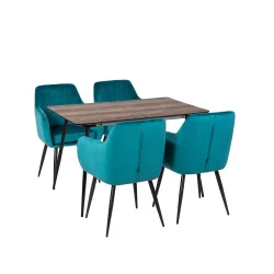 Stół MELTON 120/160 + 4 krzesła MUNIOS BIS turkusowy