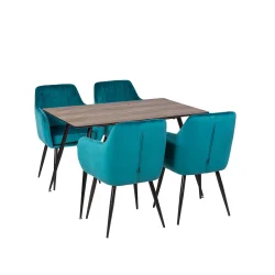 Stół HOBART 120x80 + 4 krzesła MUNIOS BIS turkusowy