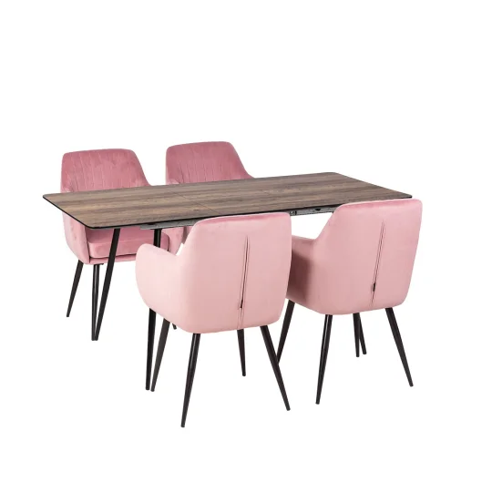 Stół MELTON 120/160 + 4 krzesła MUNIOS BIS różowy - Zdjęcie 2