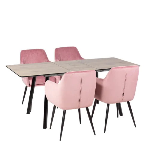 Stół NOWRA 140/180 + 4 krzesła MUNIOS BIS różowy - Zdjęcie 2