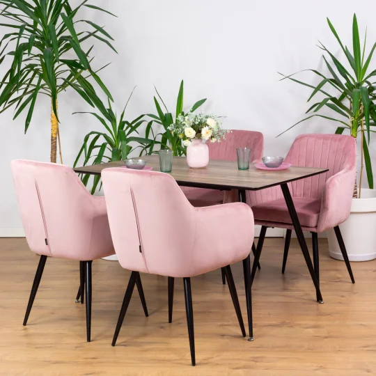 Stół HOBART 120x80 + 4 krzesła MUNIOS BIS różowy - Zdjęcie 7