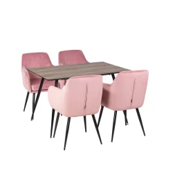 Stół HOBART 120x80 + 4 krzesła MUNIOS BIS różowy