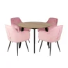 Stół RUBBO fi 105 drewniany + 4 krzesła MUNIOS BIS różowy