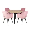 Stół LEVIN fi 110 + 4 krzesła MUNIOS BIS różowy