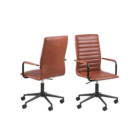 Krzesło biurowe z ekoskóry IRIDA brązowe - Zdjęcie 2