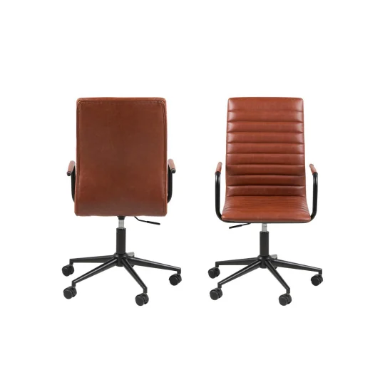 Krzesło biurowe z ekoskóry IRIDA brązowe - Zdjęcie 3