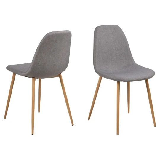 Krzesło tapicerowane GIRONA jasnoszare - nogi drewniane - Zdjęcie 2
