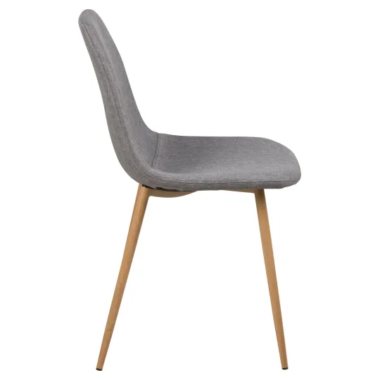 Krzesło tapicerowane GIRONA jasnoszare - nogi drewniane - Zdjęcie 4