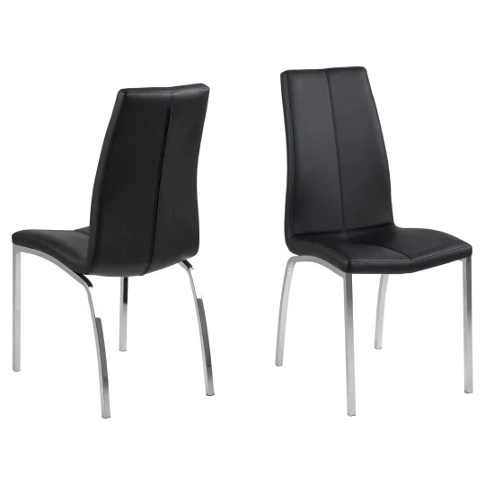 Krzesło z ekoskóry CARMEN czarne - chromowane nogi - Zdjęcie 2