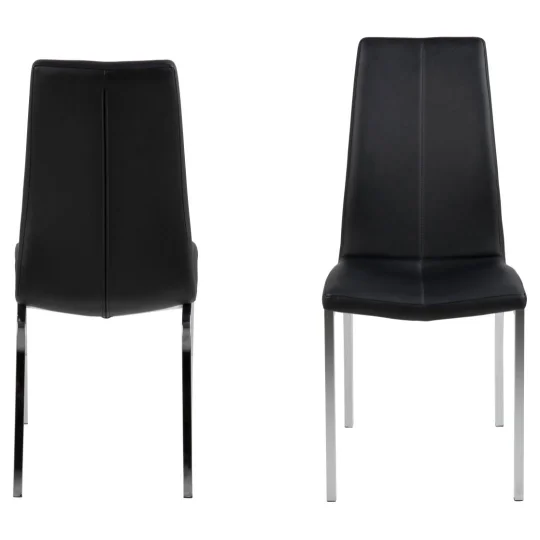 Krzesło z ekoskóry CARMEN czarne - chromowane nogi - Zdjęcie 3