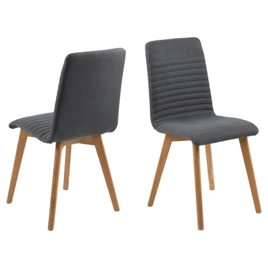 Krzesło tapicerowane KAI ciemnoszare - drewniane nogi - Zdjęcie 2