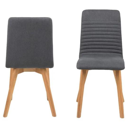 Krzesło tapicerowane KAI ciemnoszare - drewniane nogi - Zdjęcie 3