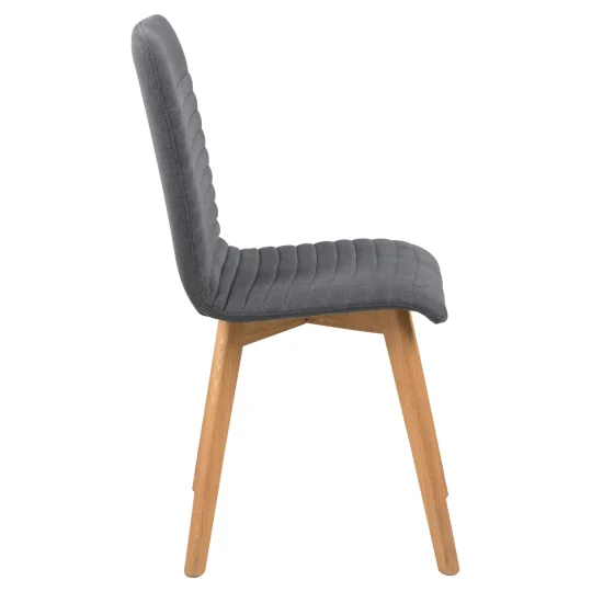 Krzesło tapicerowane KAI ciemnoszare - drewniane nogi - Zdjęcie 4