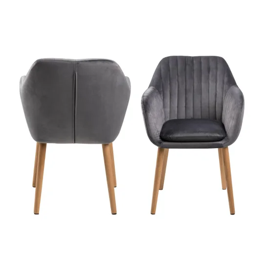 Krzesło tapicerowane IAN ciemnoszare - nogi drewniane - Zdjęcie 3