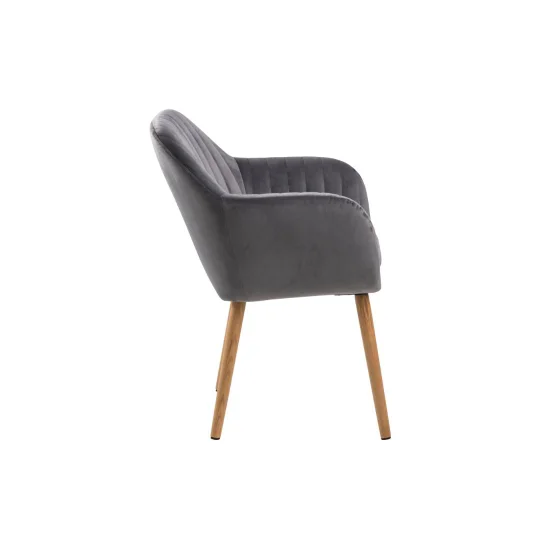 Krzesło tapicerowane IAN ciemnoszare - nogi drewniane - Zdjęcie 4
