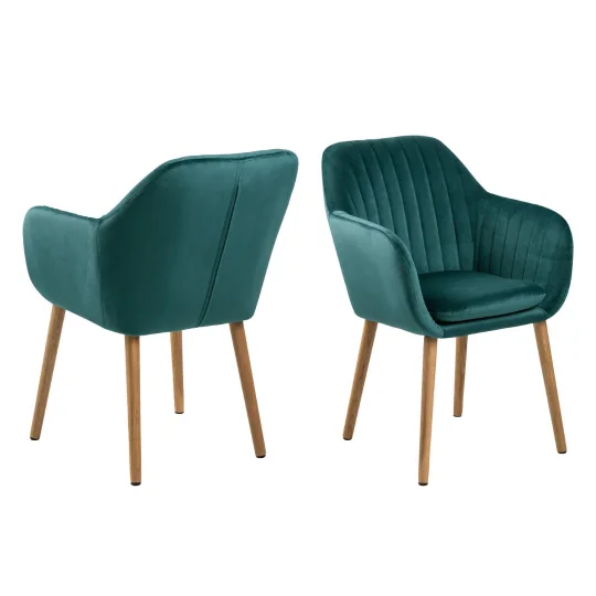 Krzesło tapicerowane IAN zielone - nogi drewniane - Zdjęcie 2