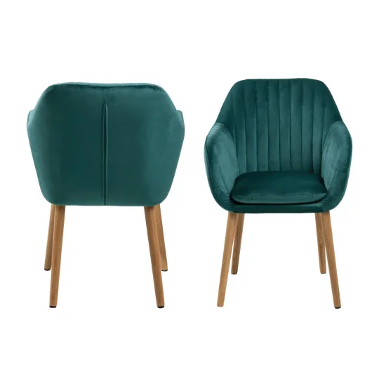 Krzesło tapicerowane IAN zielone - nogi drewniane - Zdjęcie 3