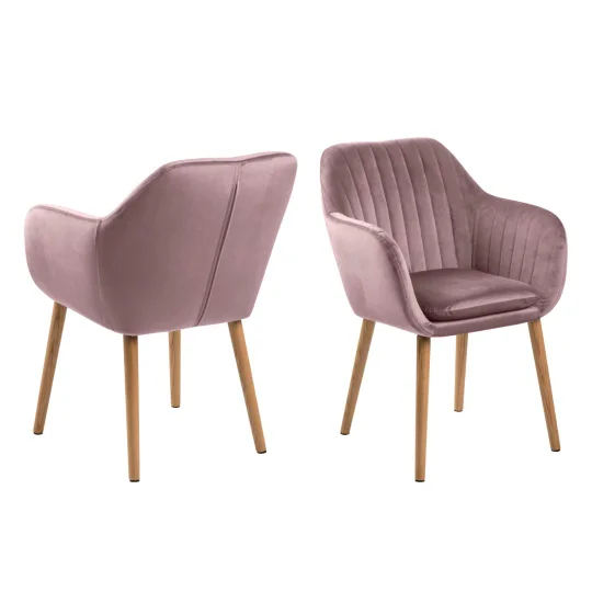 Krzesło tapicerowane IAN różowe - nogi drewniane - Zdjęcie 2