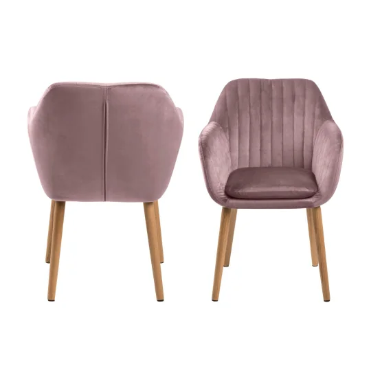 Krzesło tapicerowane IAN różowe - nogi drewniane - Zdjęcie 3