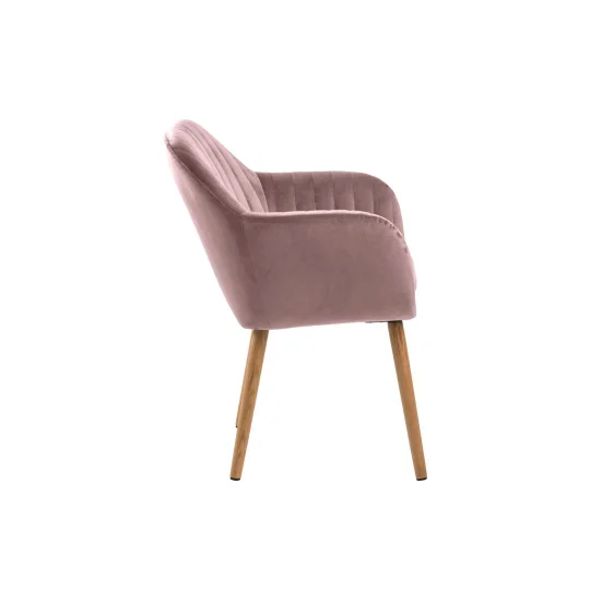 Krzesło tapicerowane IAN różowe - nogi drewniane - Zdjęcie 4