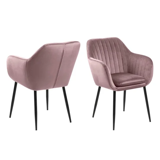 Krzesło tapicerowane IAN różowe - nogi czarne - Zdjęcie 2