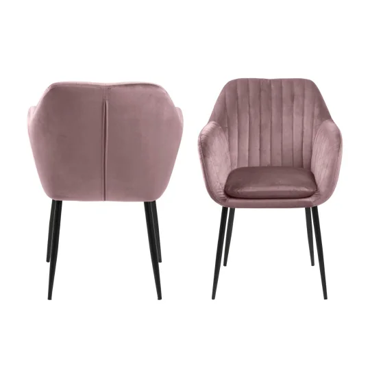 Krzesło tapicerowane IAN różowe - nogi czarne - Zdjęcie 3