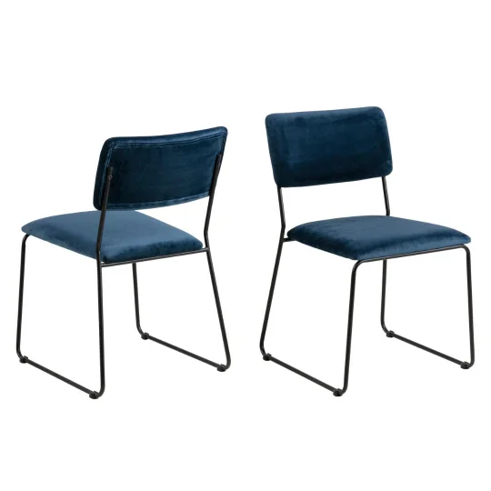 Krzesło tapicerowane SABRINA niebieskie - Zdjęcie 2