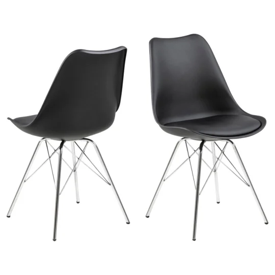 Krzesło z ekoskóry LUKE czarne - nogi chromowane - Zdjęcie 2