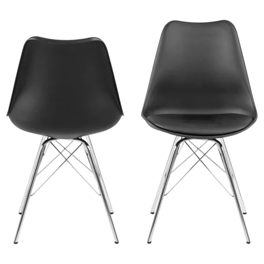 Krzesło z ekoskóry LUKE czarne - nogi chromowane - Zdjęcie 3