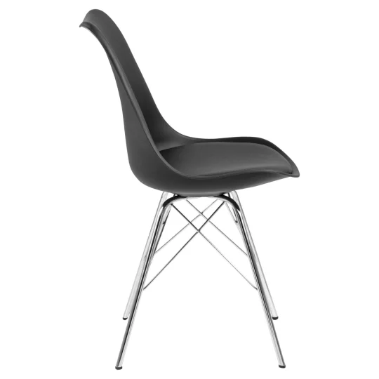 Krzesło z ekoskóry LUKE czarne - nogi chromowane - Zdjęcie 4