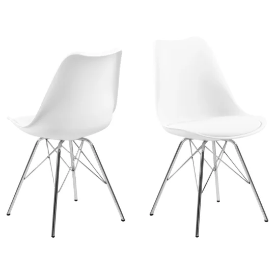 Krzesło z ekoskóry LUKE białe - nogi chromowane - Zdjęcie 2