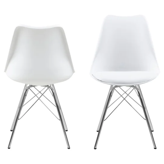 Krzesło z ekoskóry LUKE białe - nogi chromowane - Zdjęcie 3