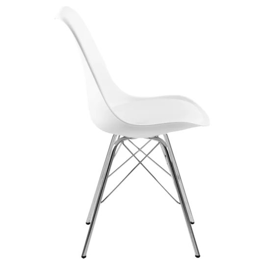 Krzesło z ekoskóry LUKE białe - nogi chromowane - Zdjęcie 4