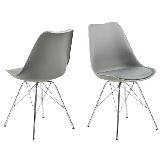 Krzesło z ekoskóry LUKE szare - nogi chromowane - Zdjęcie 2