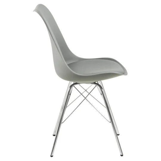 Krzesło z ekoskóry LUKE szare - nogi chromowane - Zdjęcie 4