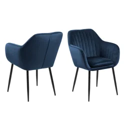 Krzesło do jadalni z podłokietnikami 00000802941 - kolor niebieski