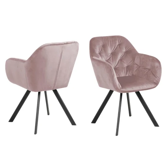 Krzesło tapicerowane HUGO różowe - Zdjęcie 2