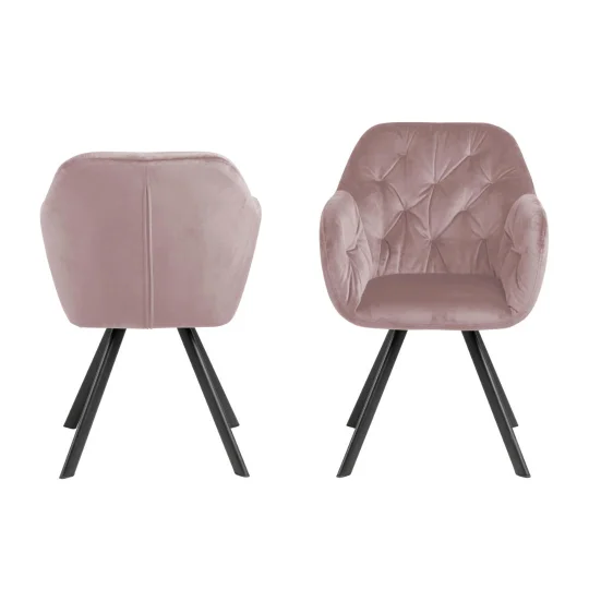 Krzesło tapicerowane HUGO różowe - Zdjęcie 3